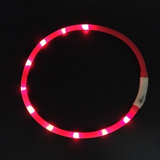 Silikone hundehalsbånd med lys - Genopladelig - Rødt lys